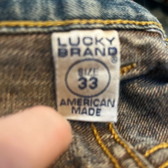 RARE SELVEDGE LUCKY BRAND VINTAGE CUFFED RED EDGE JEAN BACK CINCH USA MADE 33x32 - Picture 6 of 14